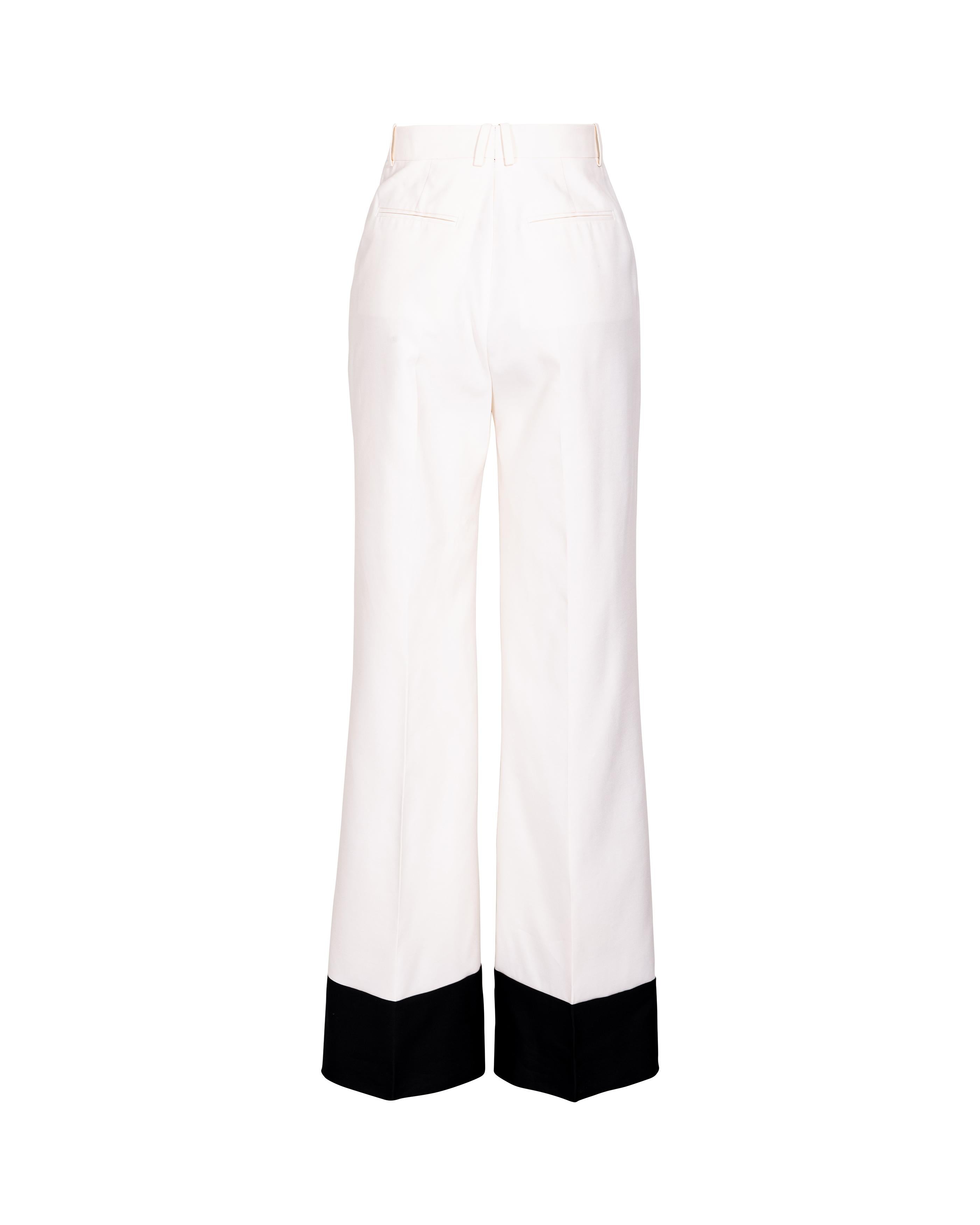 Women's Resort 2013 Old C�éline by Phoebe Philo White and Black Color Block Trousers