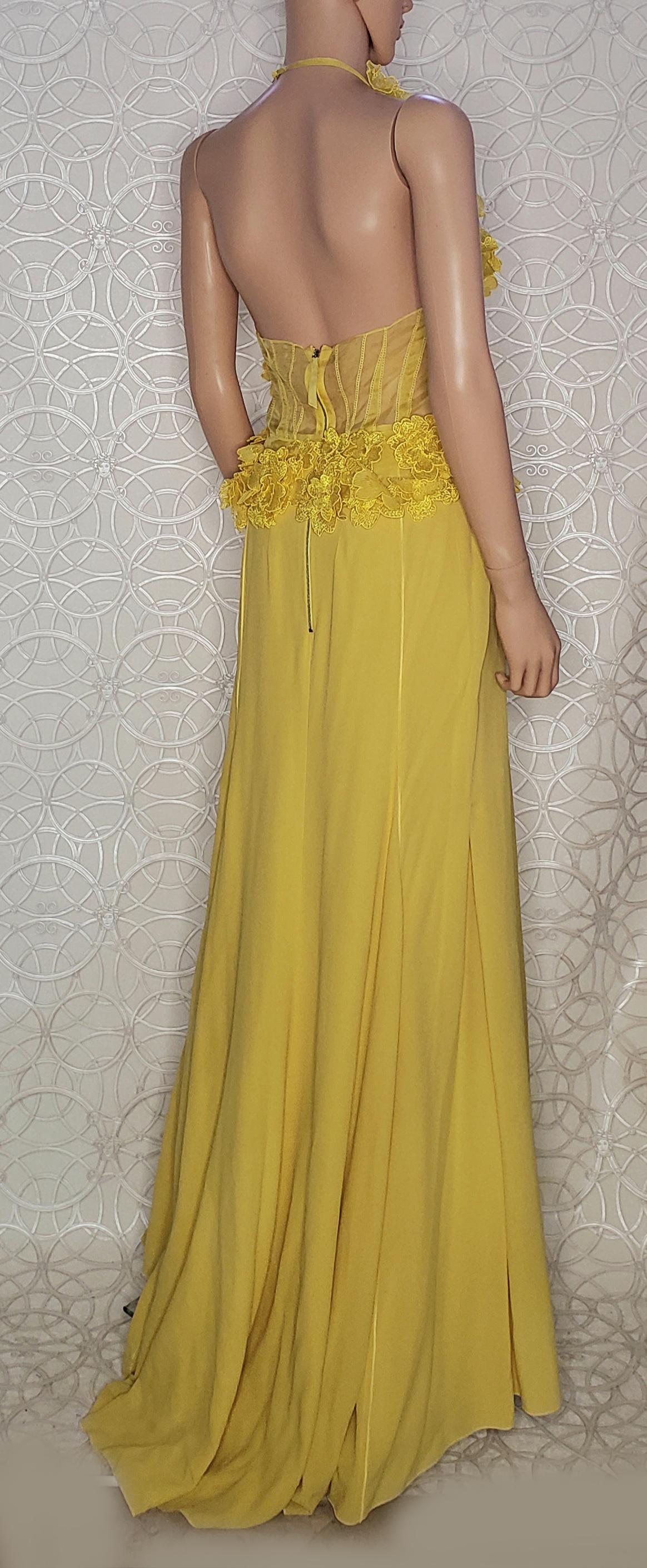 Resort 2014 L # 4 NINA RICCI SILK LACE YELLOW LONG DRESS as seen as Aura Fr 36   en vente 4