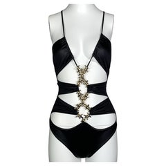 Resort 2015 Dsquared2 Runway Black Cut-Out Metal Faux Barbed Wire Swimsuit