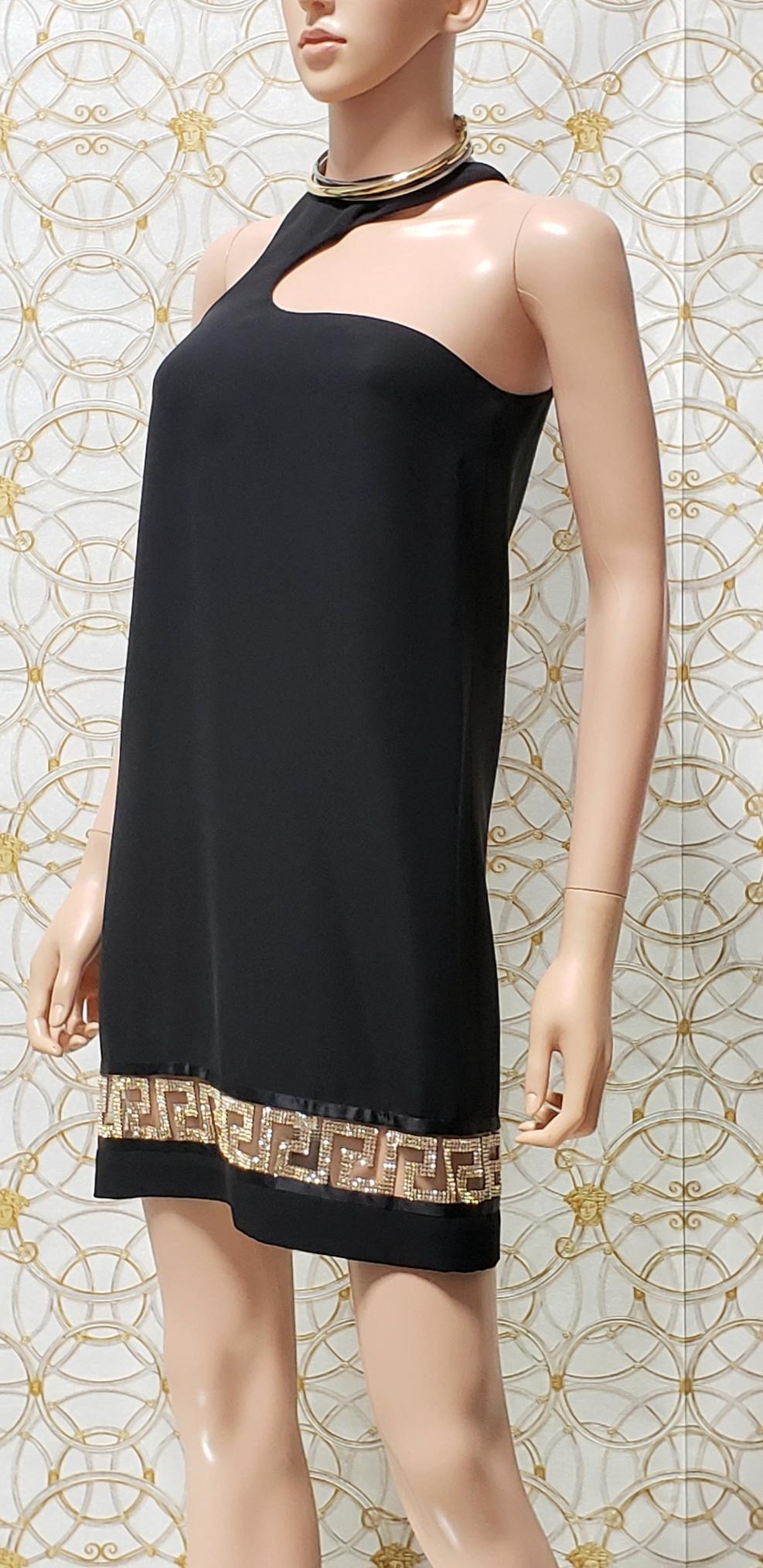 Resort 2015 look # 25 VERSACE BLACK CRYSTAL-EMBELLISHED SILK-CADY DRESS 38 - 2 For Sale 5