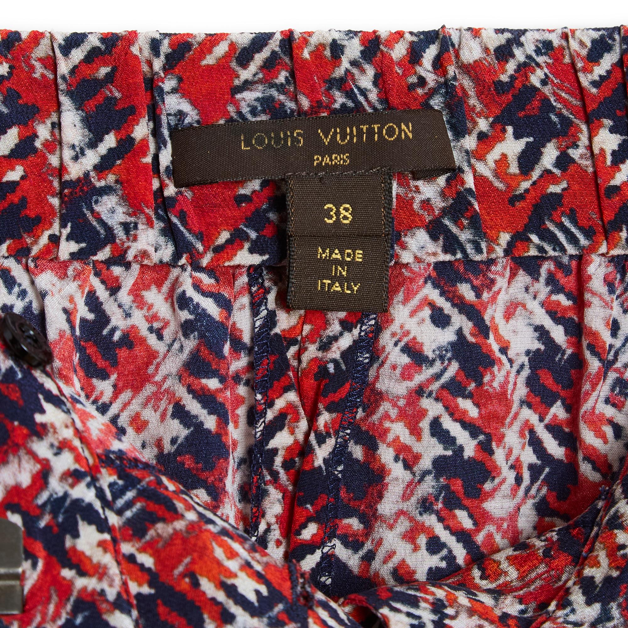 Women's or Men's Resort 2015 Louis Vuitton Ghesquiere Tricolor Silk Shorts FR38 For Sale