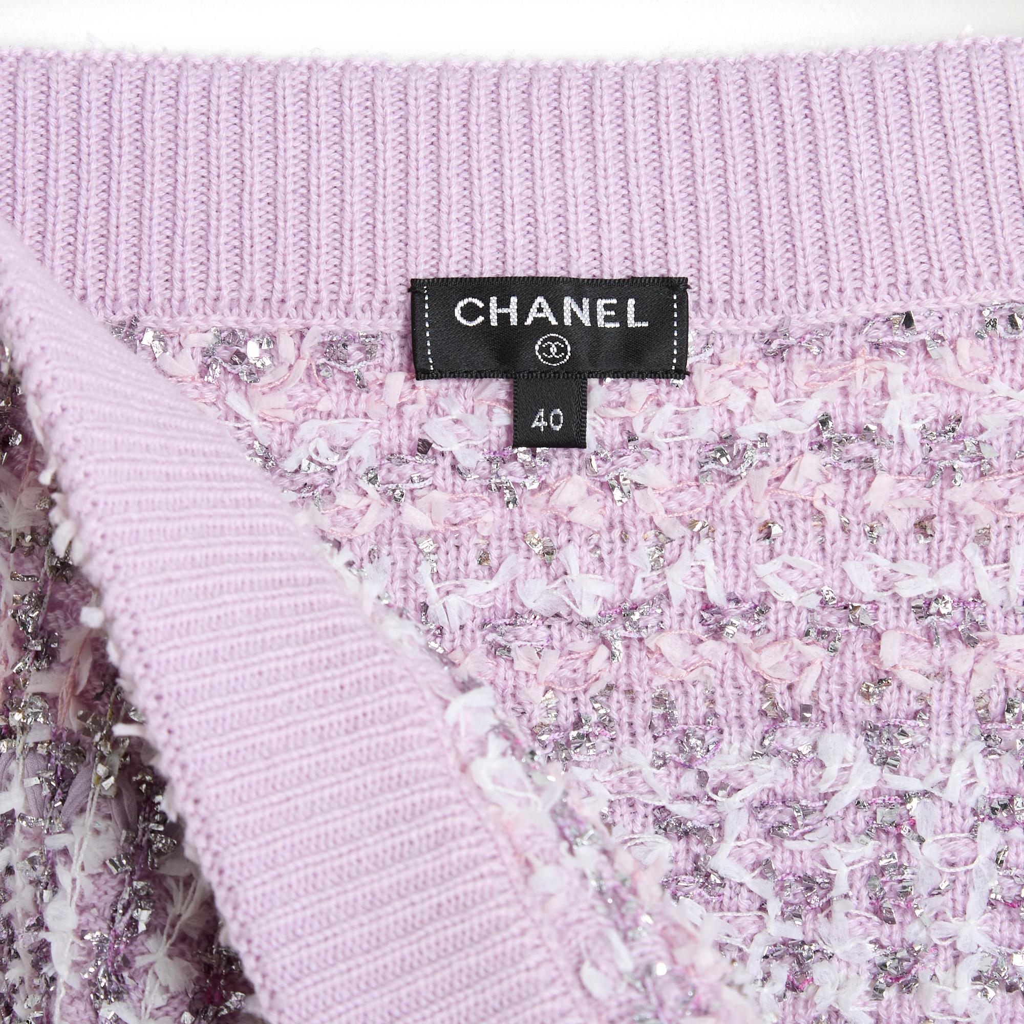 Resort 2018 Chanel Shiny Tweed Skirt FR40  For Sale 1