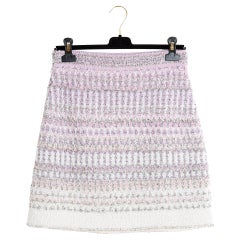 Resort 2018 Chanel Shiny Tweed Skirt FR40 