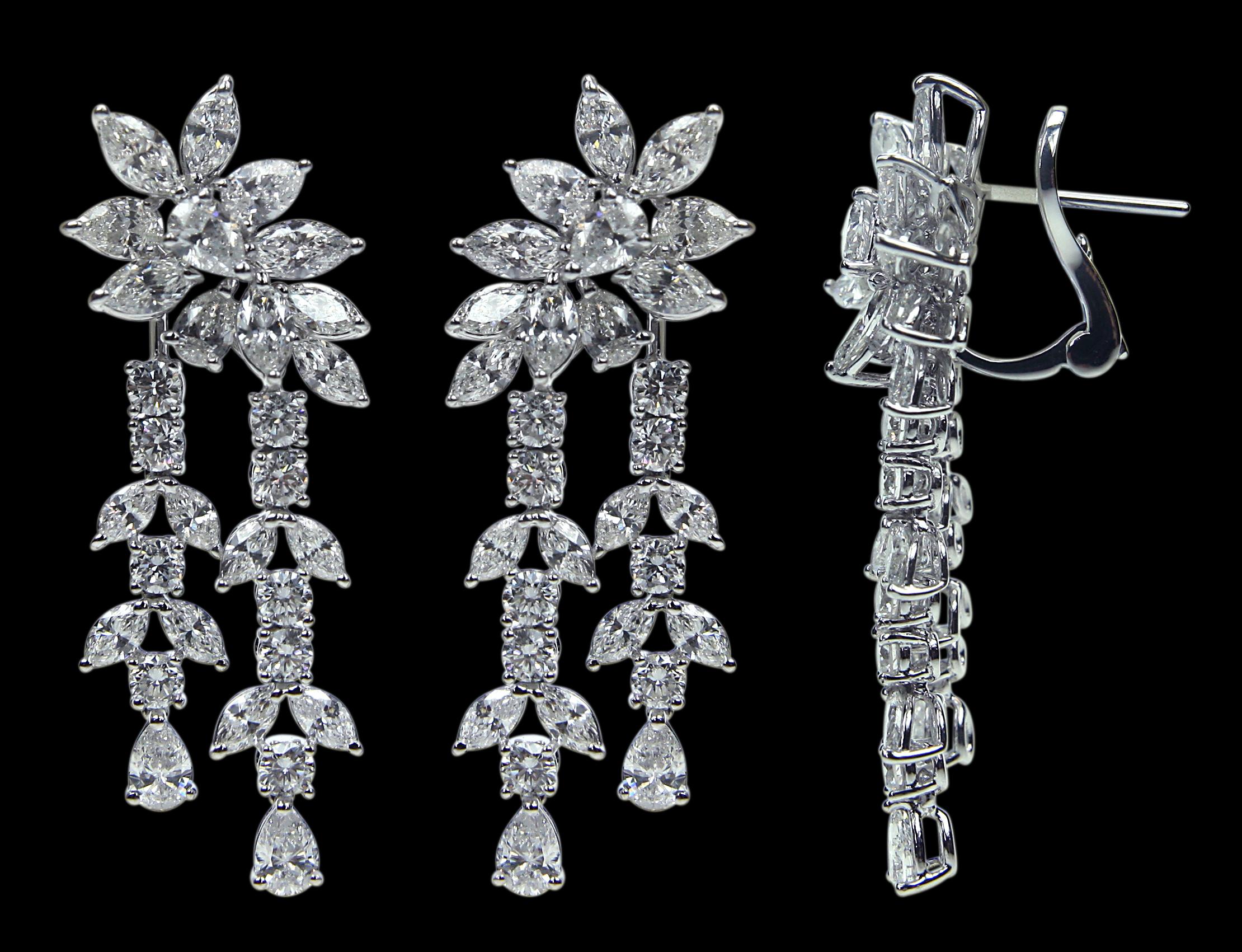 Marquise Cut Resplendent 18 Karat White Gold and Diamond Earrings For Sale