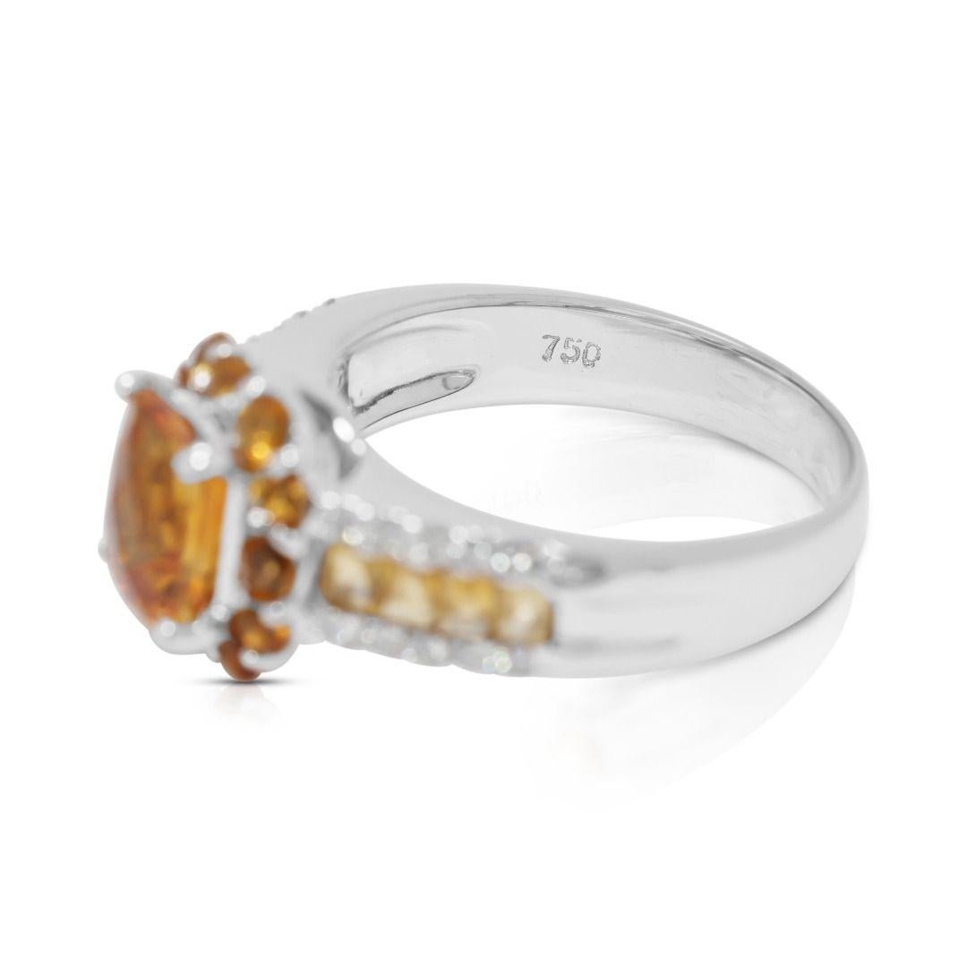 Resplendent 1.91ct Citrine & Natural Diamond 18K Yellow Gold Ring en Excelente estado para la venta en רמת גן, IL
