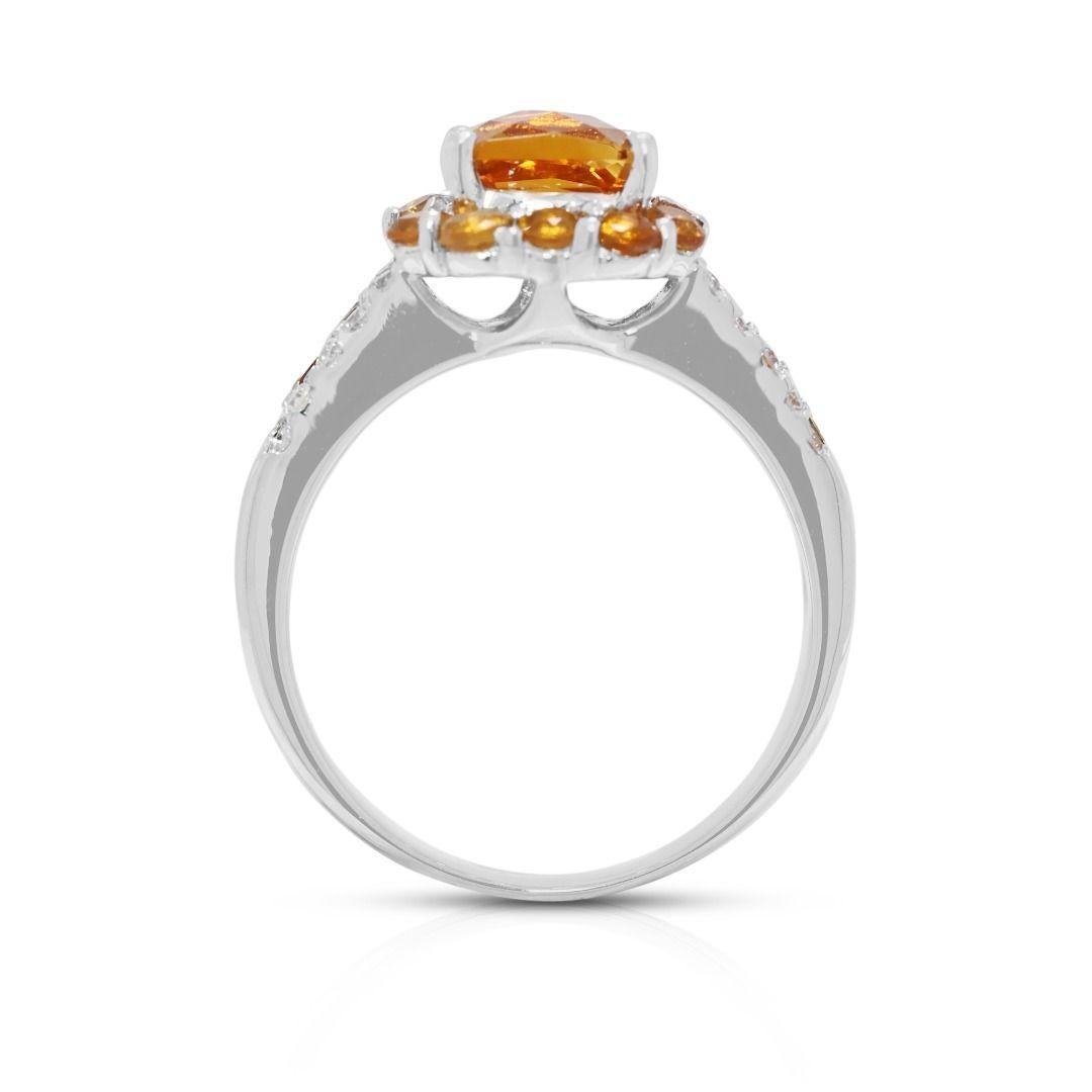 Resplendent 1.91ct Citrine & Natural Diamond 18K Yellow Gold Ring en venta 2