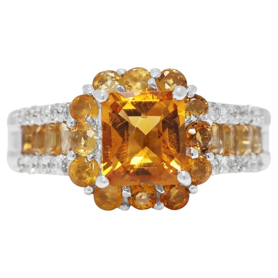 Resplendent 1.91ct Citrine & Natural Diamond 18K Yellow Gold Ring