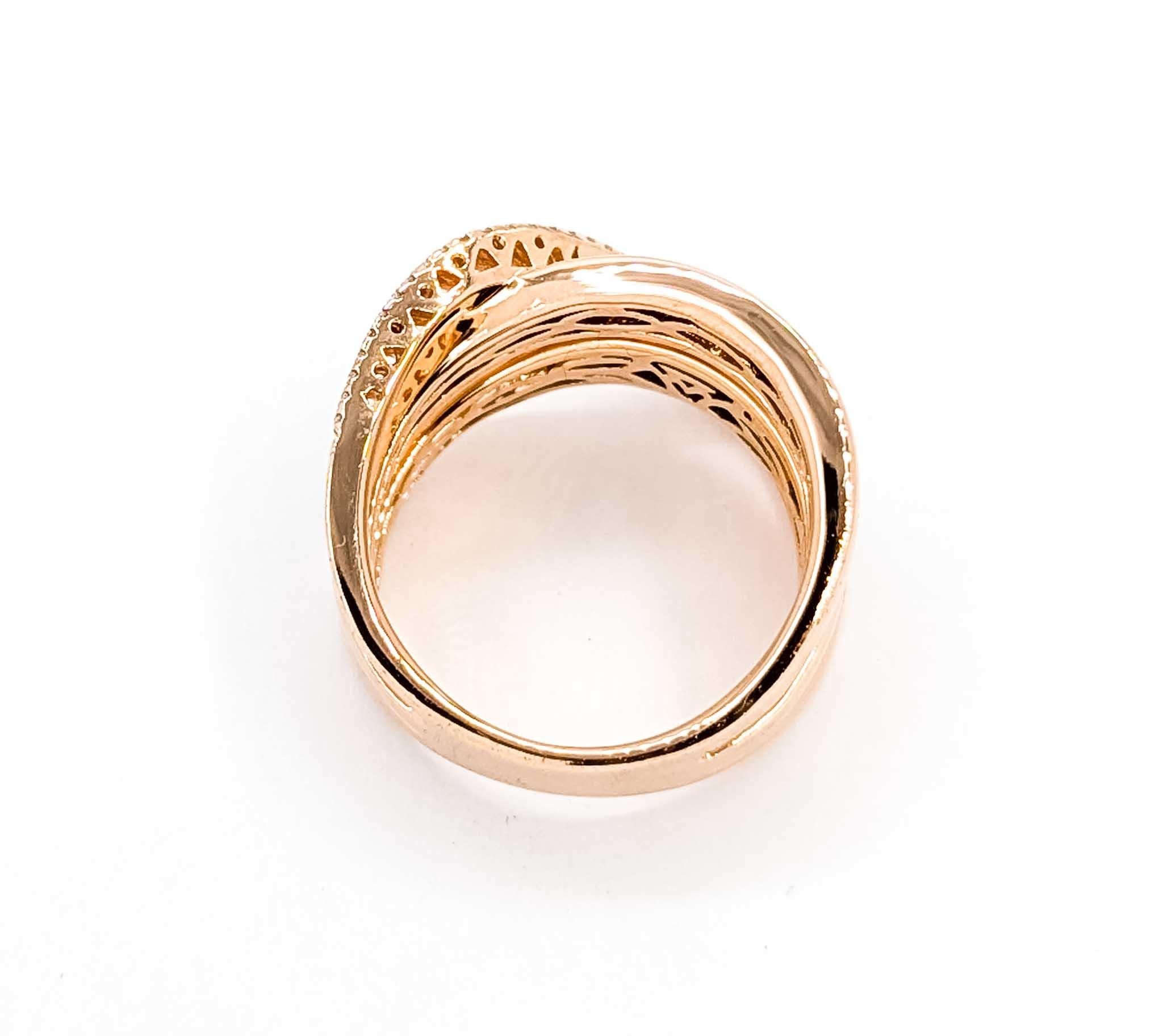 Resplendissante bague LeVian en or rose 14k sertie d'émeraudes et de diamants en vente 1