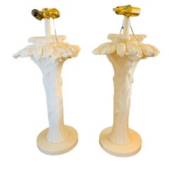 Vintage Resplendent Massive Hollywood Regency Foliate Lamps in the Style of Serge Roche