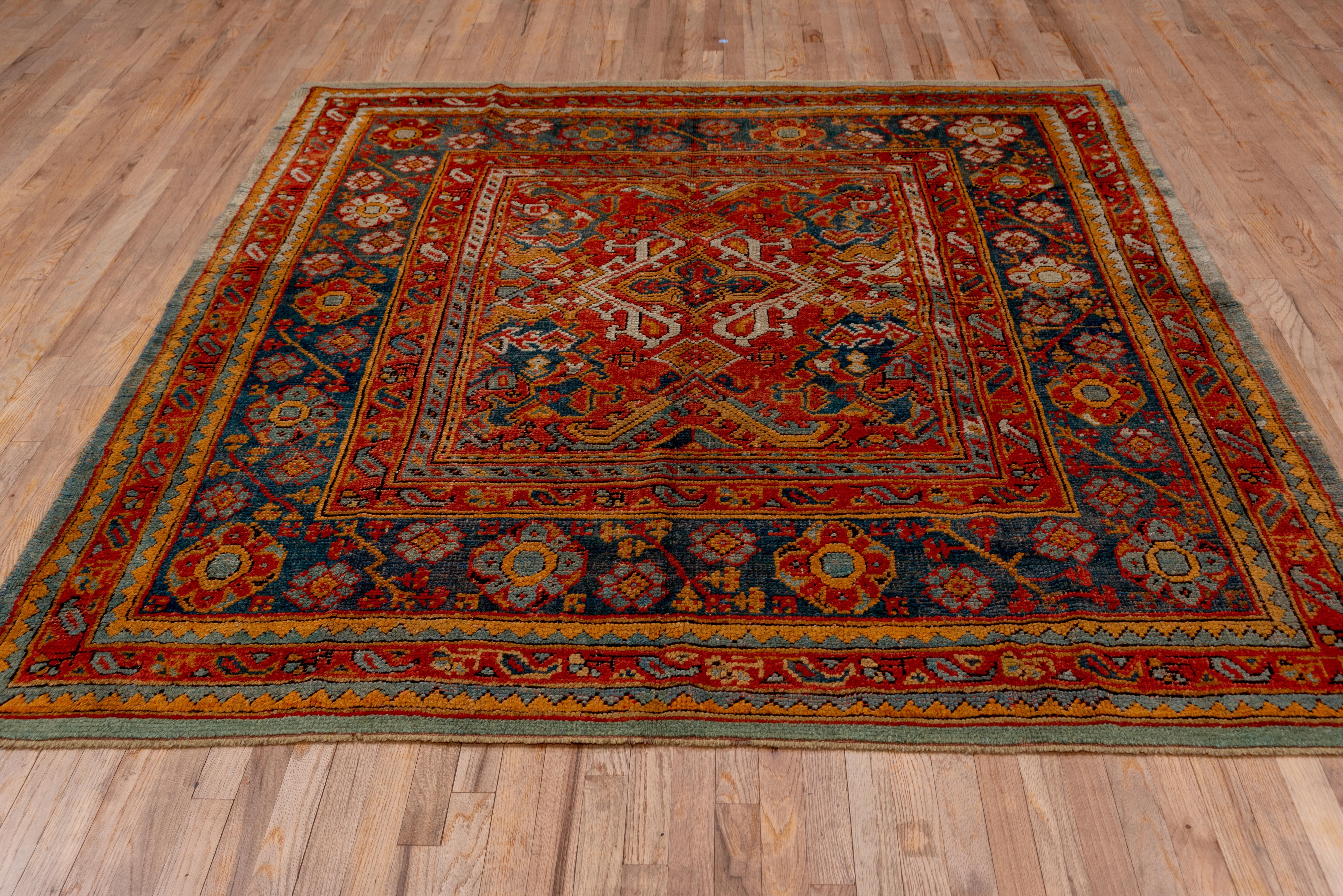 Resplendent Oushak: A Tapestry of Turkish Heritage and Vibrant Hues For Sale 3