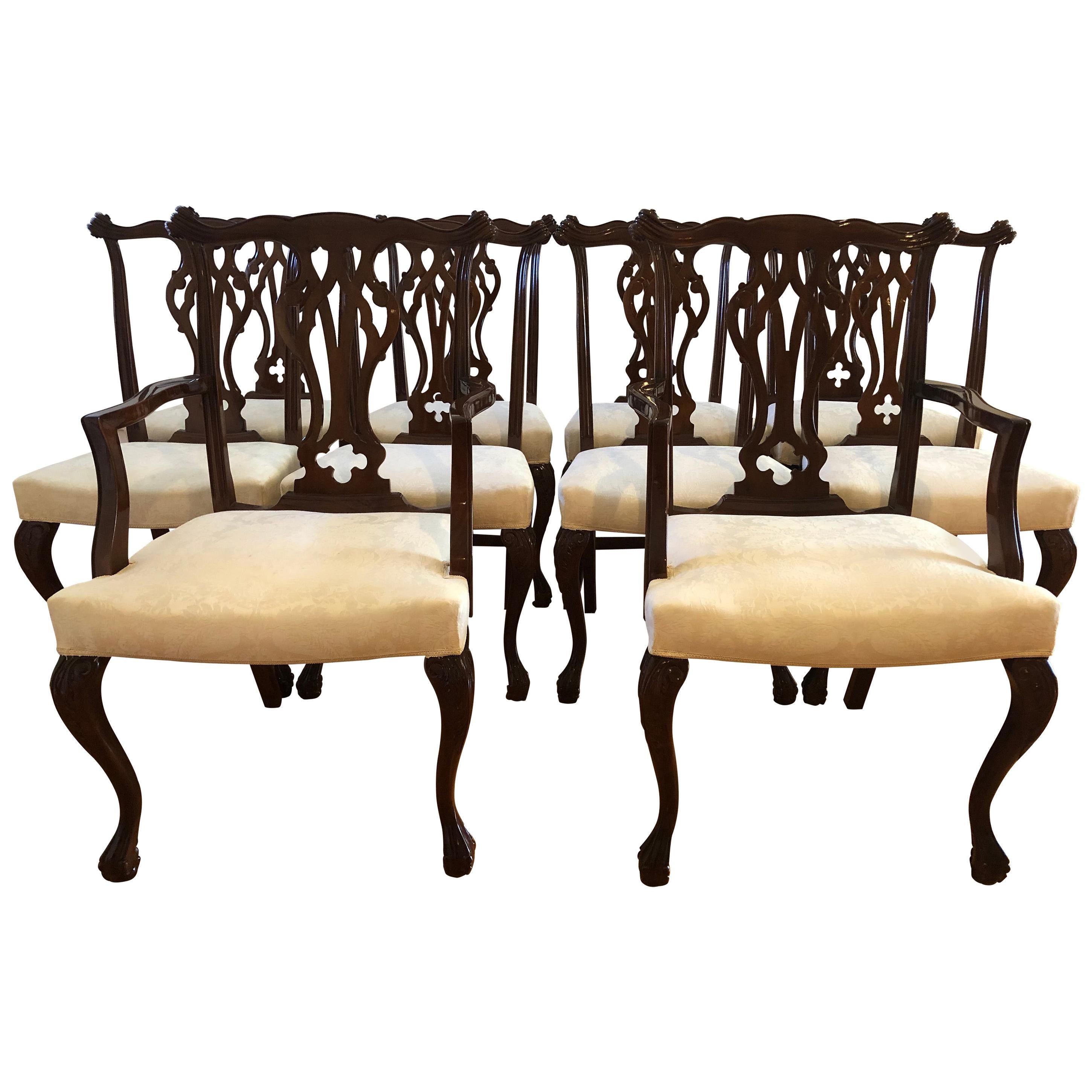Resplendent Set of 10 Chippendale Style Dining Chairs