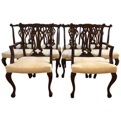 Resplendent Set of 10 Chippendale Style Dining Chairs