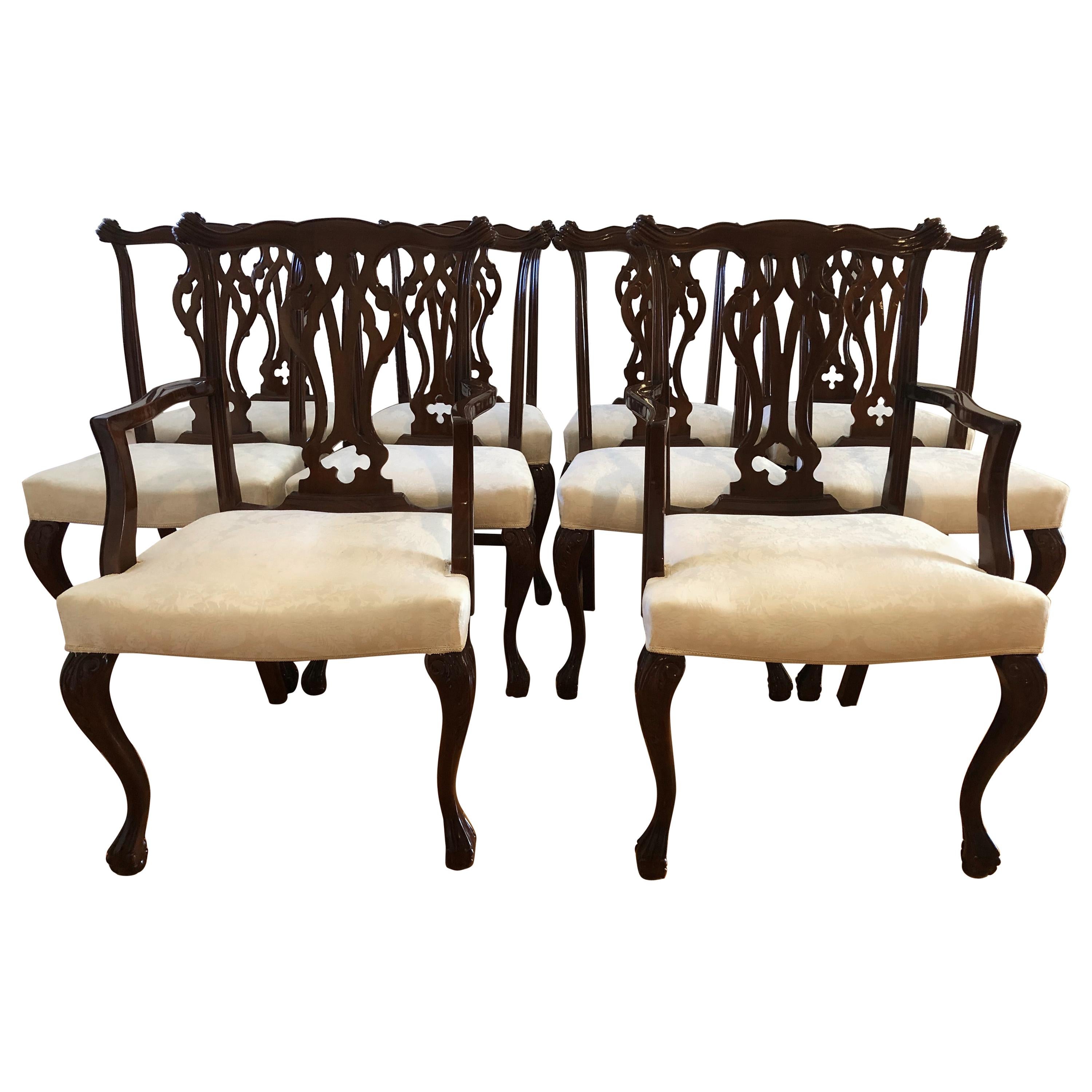 Resplendent Set of 8 Chippendale Style Dining Chairs