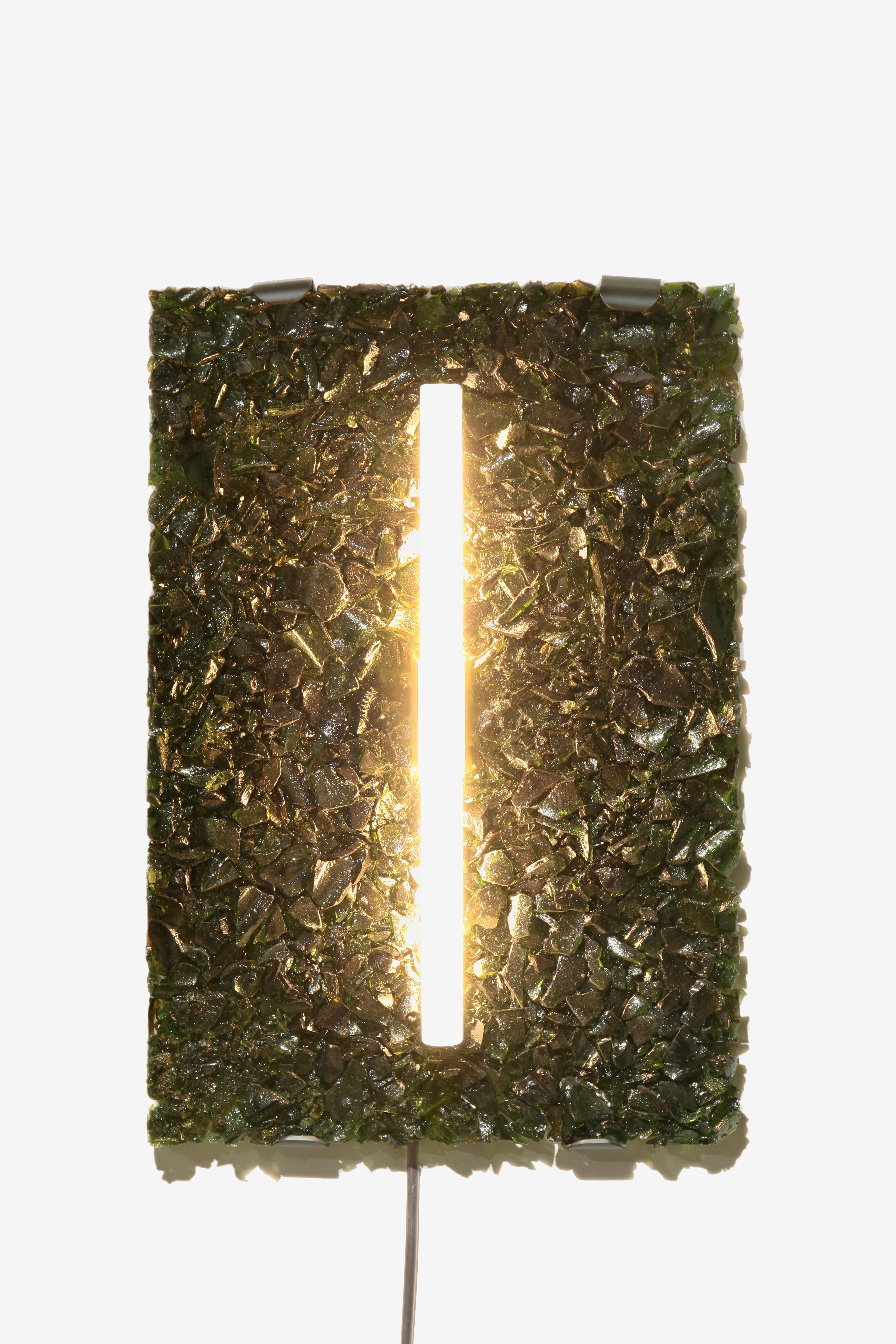 Spanish Ressaca Linestra – Unique Handmade Wall Light with Crushed Wine Bottle Glass For Sale