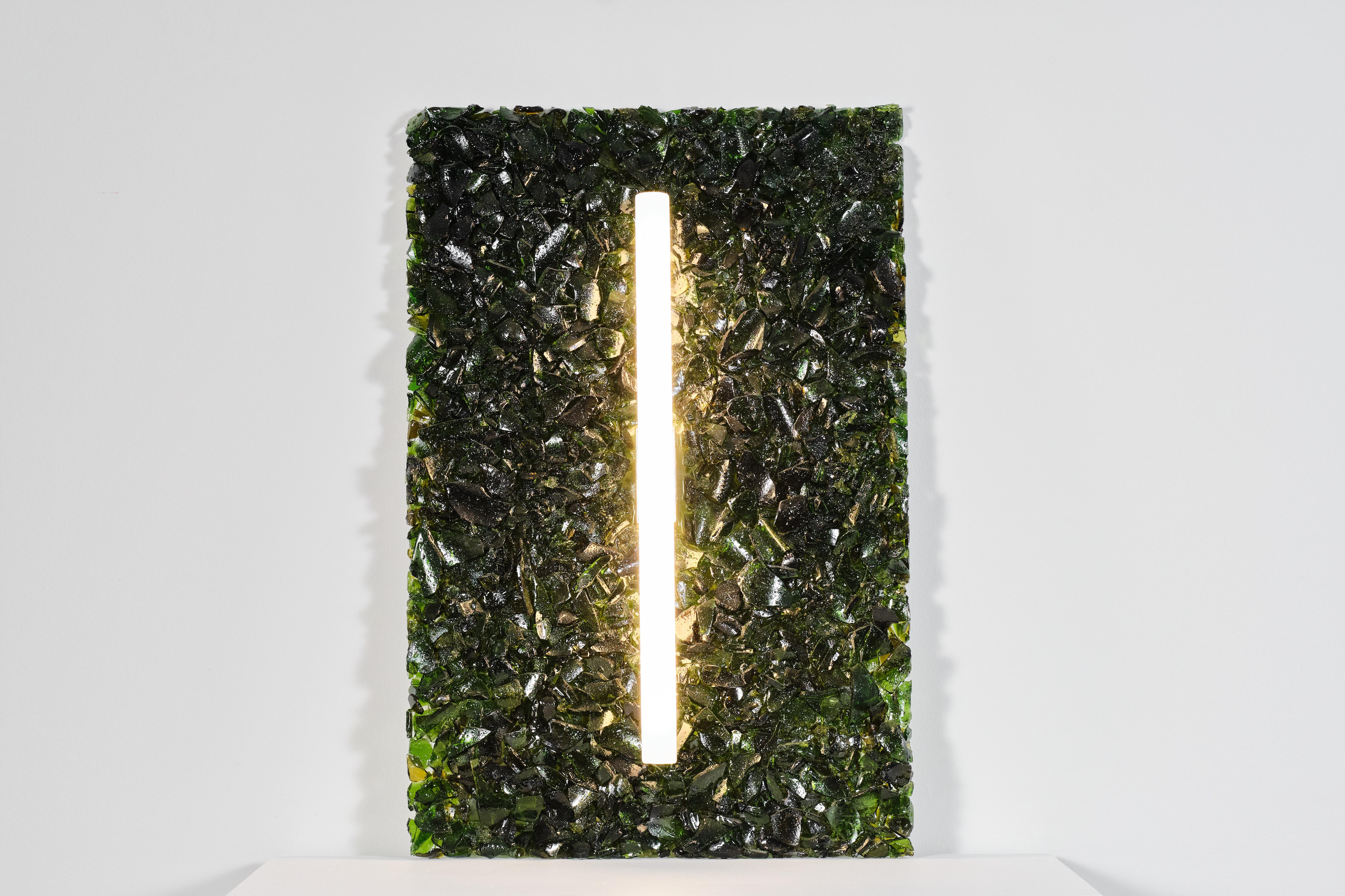 Contemporary Ressaca Linestra – Unique Handmade Wall Light with Crushed Wine Bottle Glass For Sale