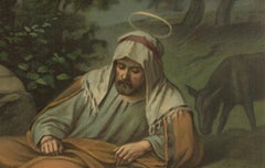 Rest on the Flight into Egypt – Antique German Chromolithograph, 1900