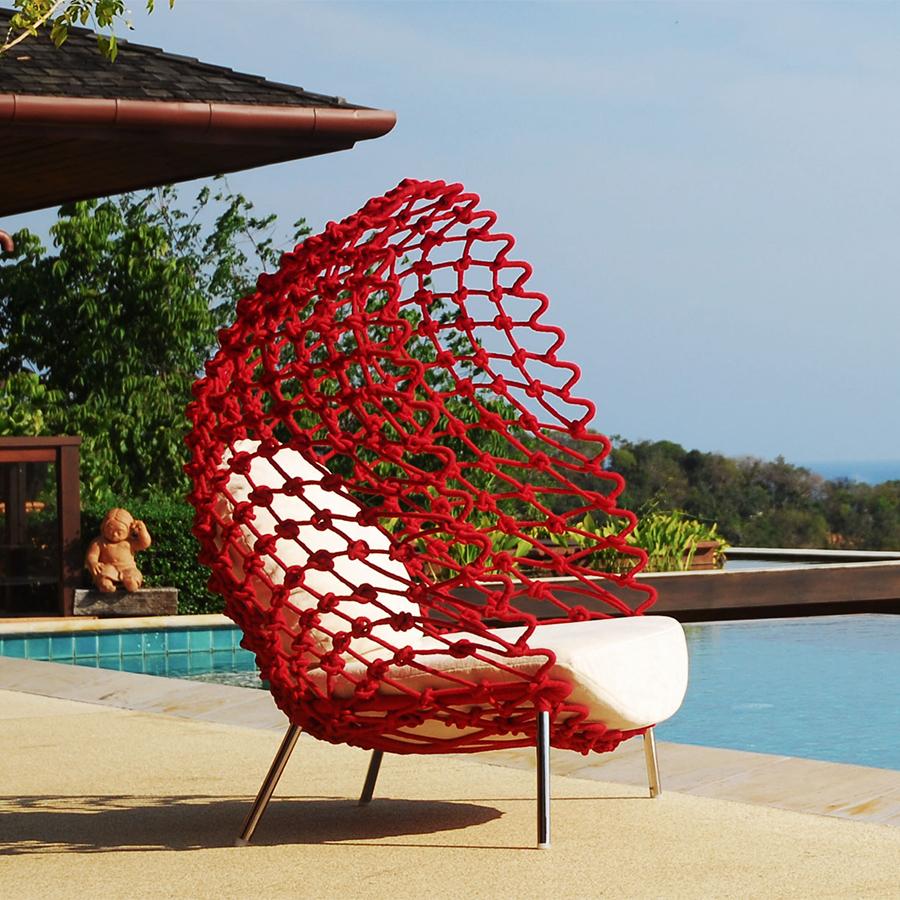 Contemporary Rest Red Armchair Outdoor-Indoor For Sale