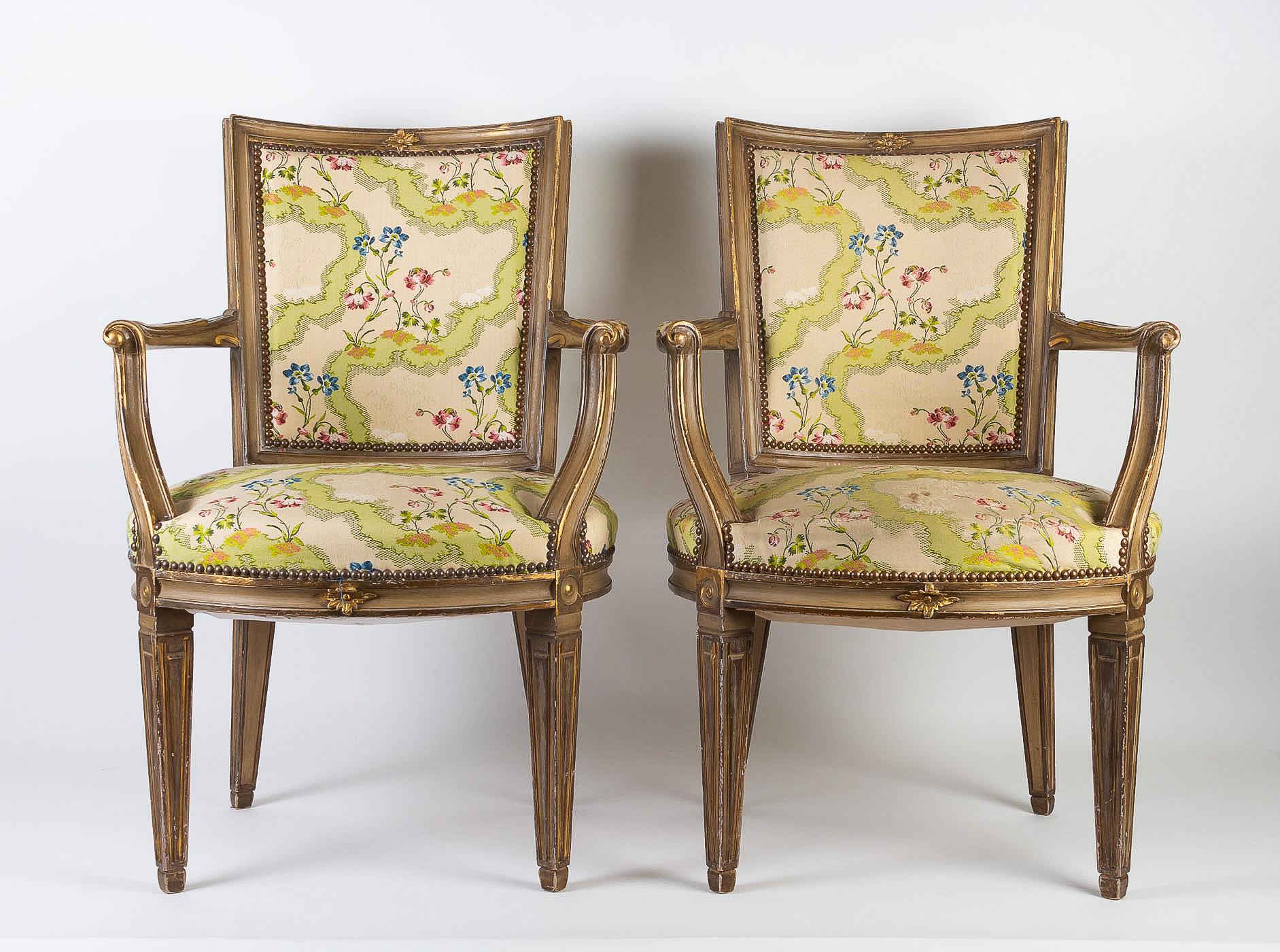 Louis XVI Restaurant The 1728, a Set of Six Armchairs in the Style of 18th Century For Sale