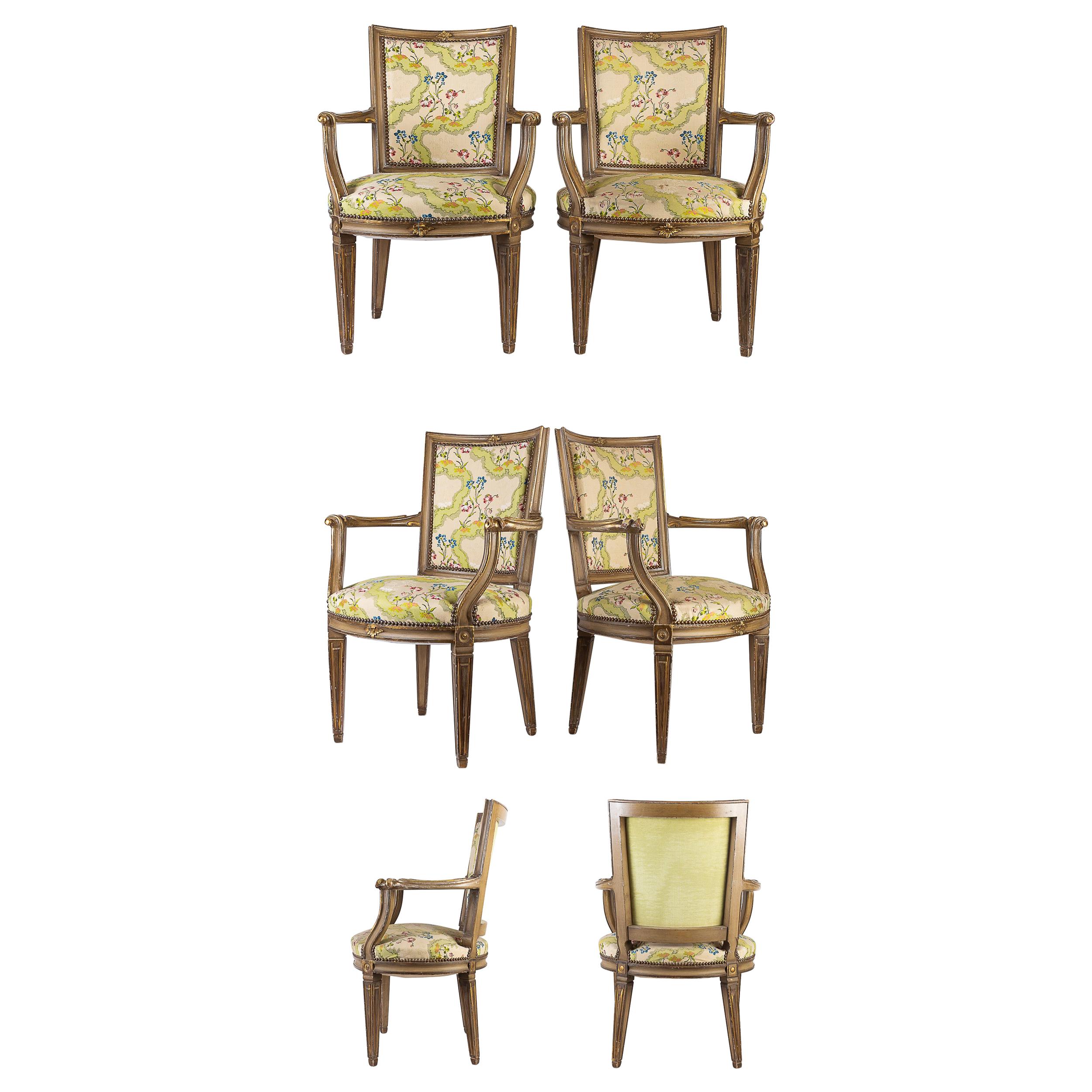 Restaurant The 1728, a Set of Six Armchairs in the Style of 18th Century For Sale
