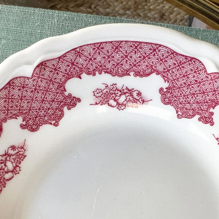 American Restaurant Ware Saucers with Pink Chintz Border by Shenango - Set of 3 For Sale