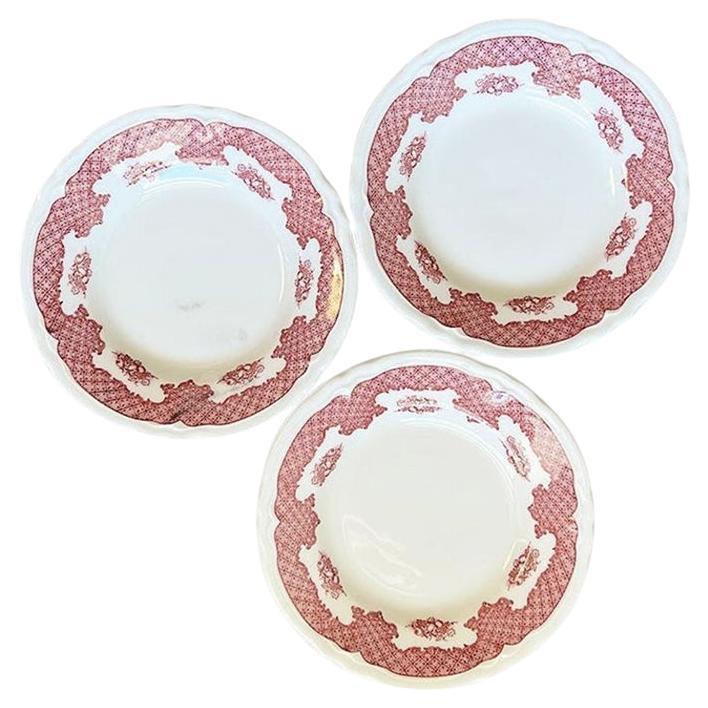 Restaurant Ware Saucers with Pink Chintz Border by Shenango - Set of 3 For Sale