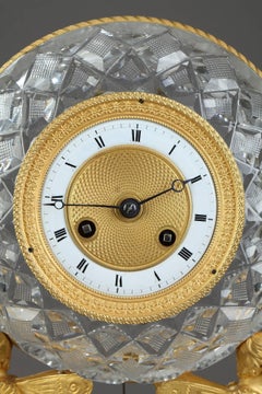Restauration Crystal and Gilt Bronze Clock with Cupids