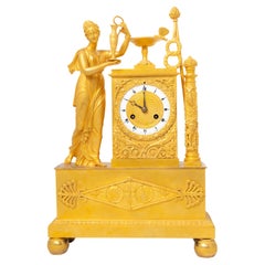Restauration Era Fire-Gilt Bronze Clock Representing Hera