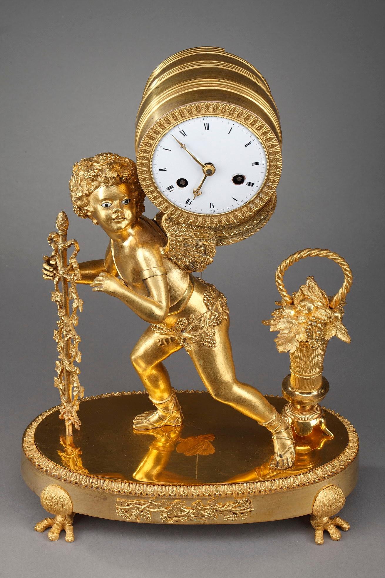 Charles X Restauration Gilt Bronze Clock 