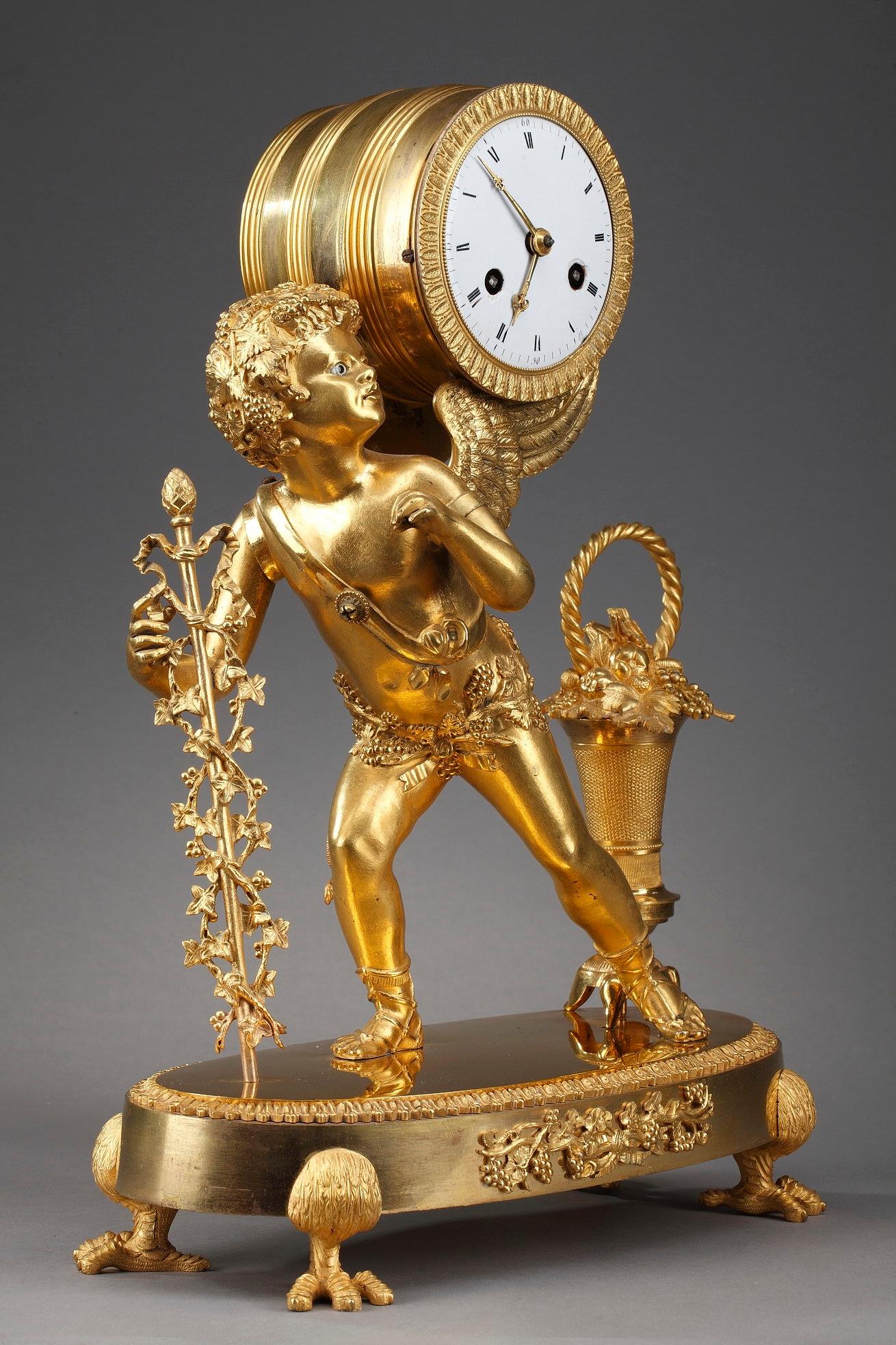 French Restauration Gilt Bronze Clock 