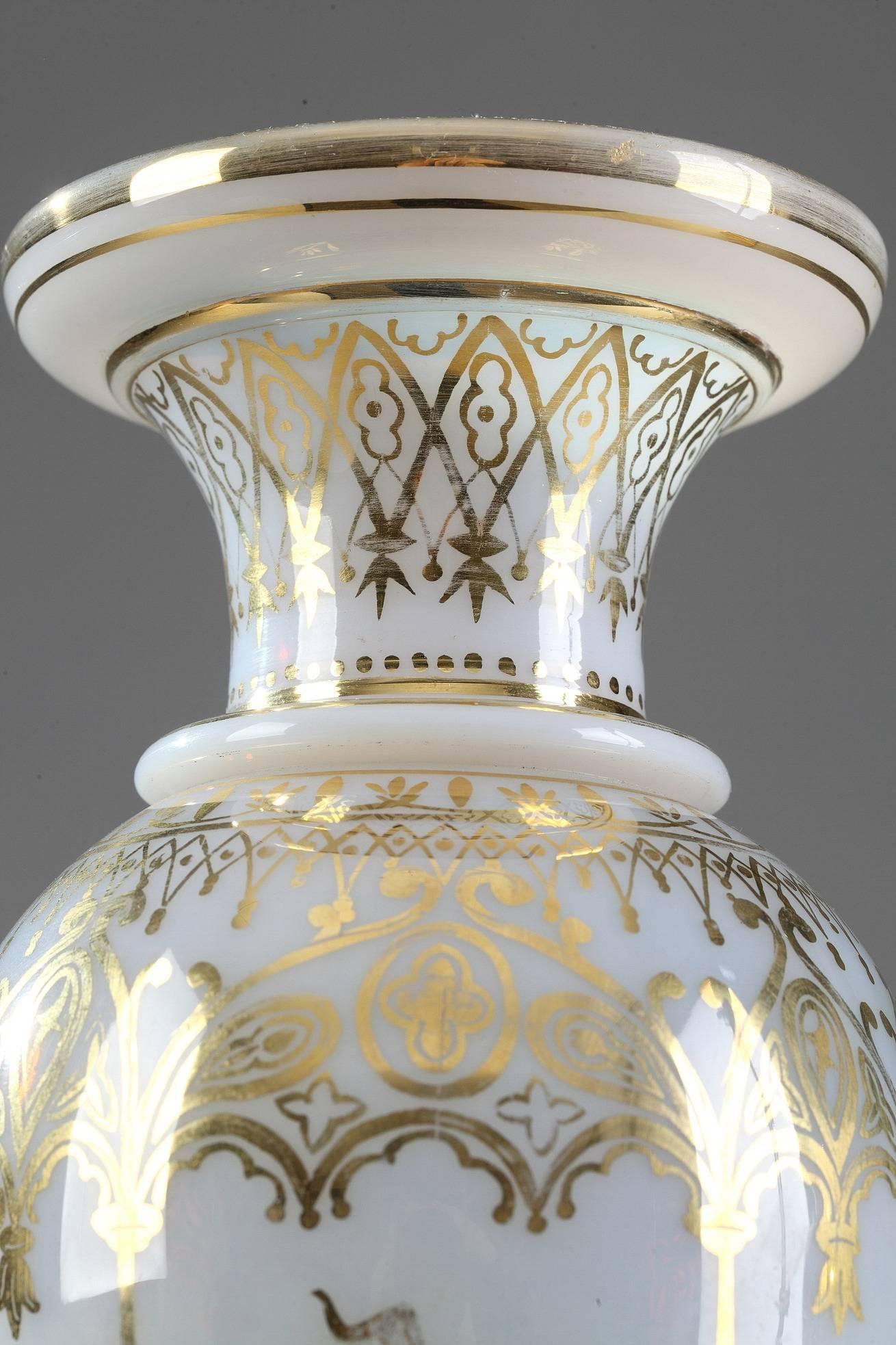Restauration Opaline Glass Vases by Jean-Baptiste Desvignes For Sale 2