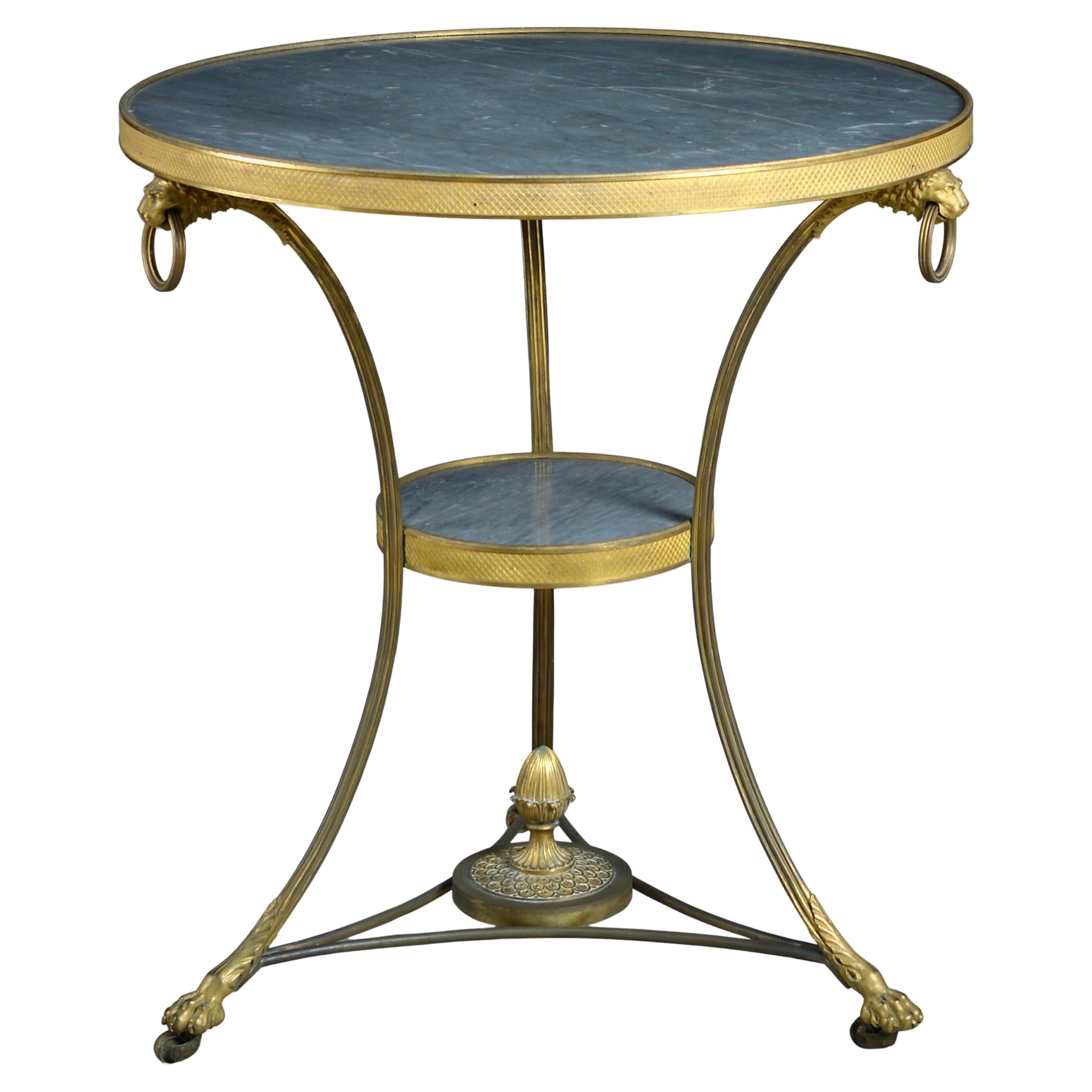 Restauration Ormolu and Bardiglio Marble Gueridon For Sale