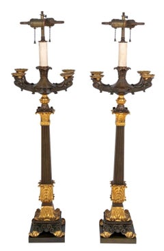 Restauration Ormolu and Bronze Candelabra, Pair