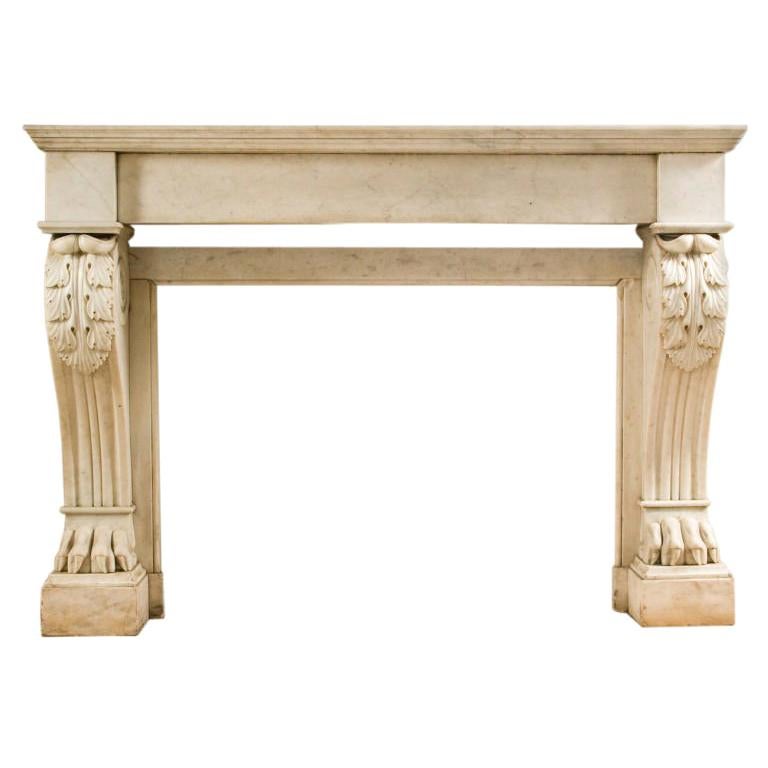 Restauration Period Carrara Marble Mantel For Sale