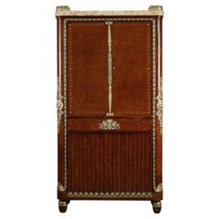 Antique Restauration Period Collector's Cabinet with Gilt Bronze Decorations