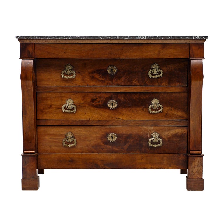 Restauration Period French Walnut Chest of Drawers For Sale