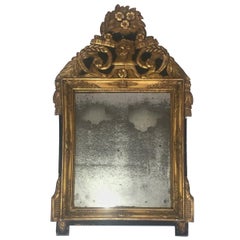 Restauration Period Gilt and Green Painted Mirror with Mercury Mirror, French