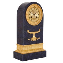 Restauration Period Gilt Bronze Mounted Lapis Mantel Clock