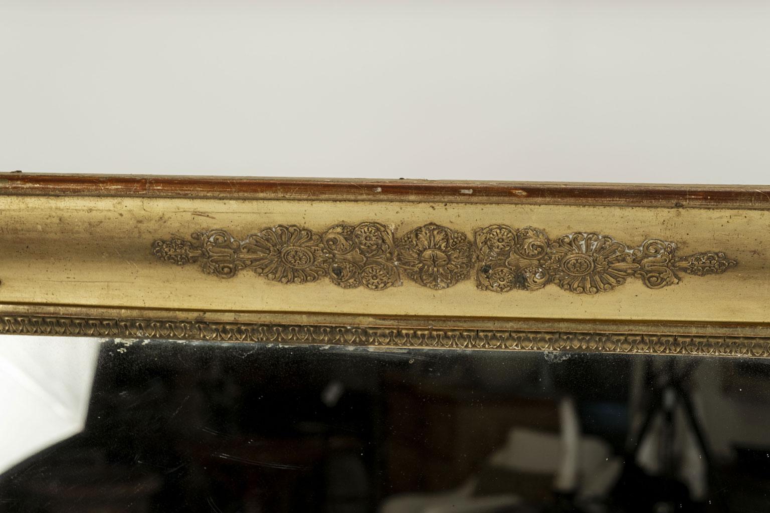 Hand-Carved Restauration Period Giltwood Mirror For Sale