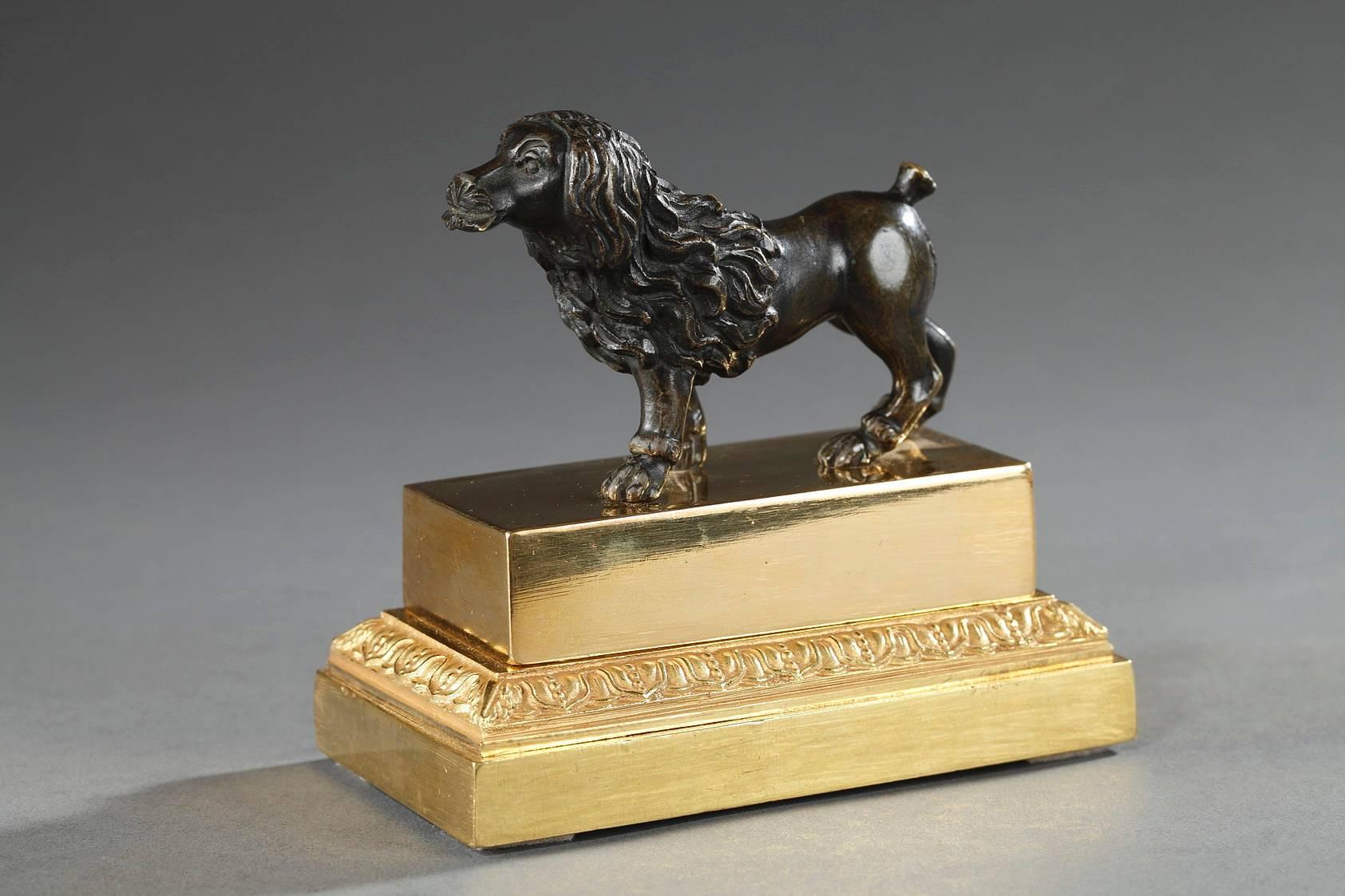 Restauration Period Inkstand in Ormolu and Patinated Bronze In Good Condition For Sale In Paris, FR