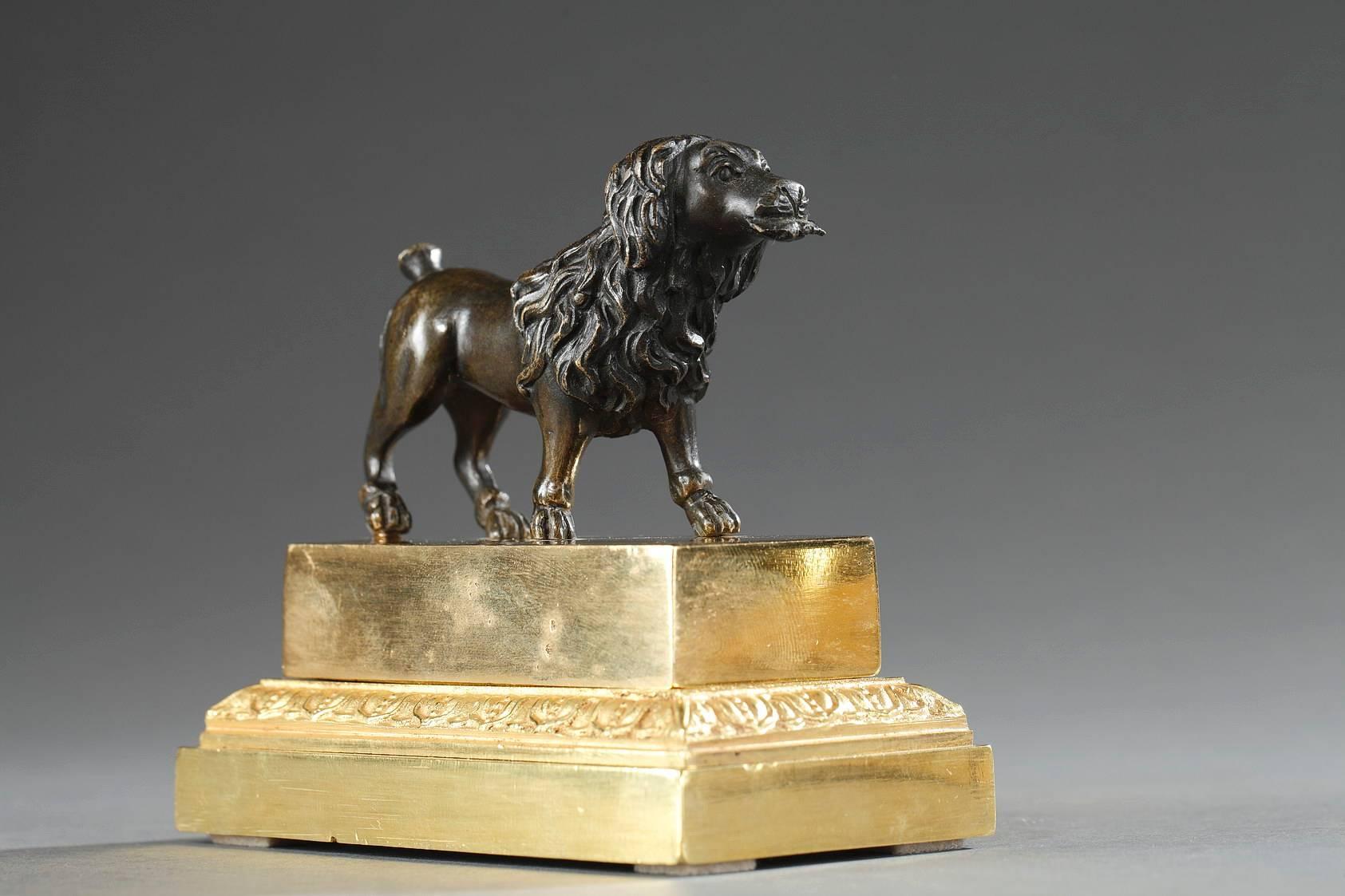 Early 19th Century Restauration Period Inkstand in Ormolu and Patinated Bronze For Sale