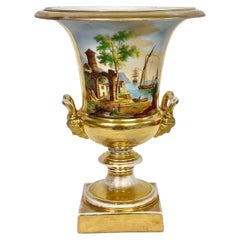 Gran jarrón dorado Porcelaine de Paris Medici