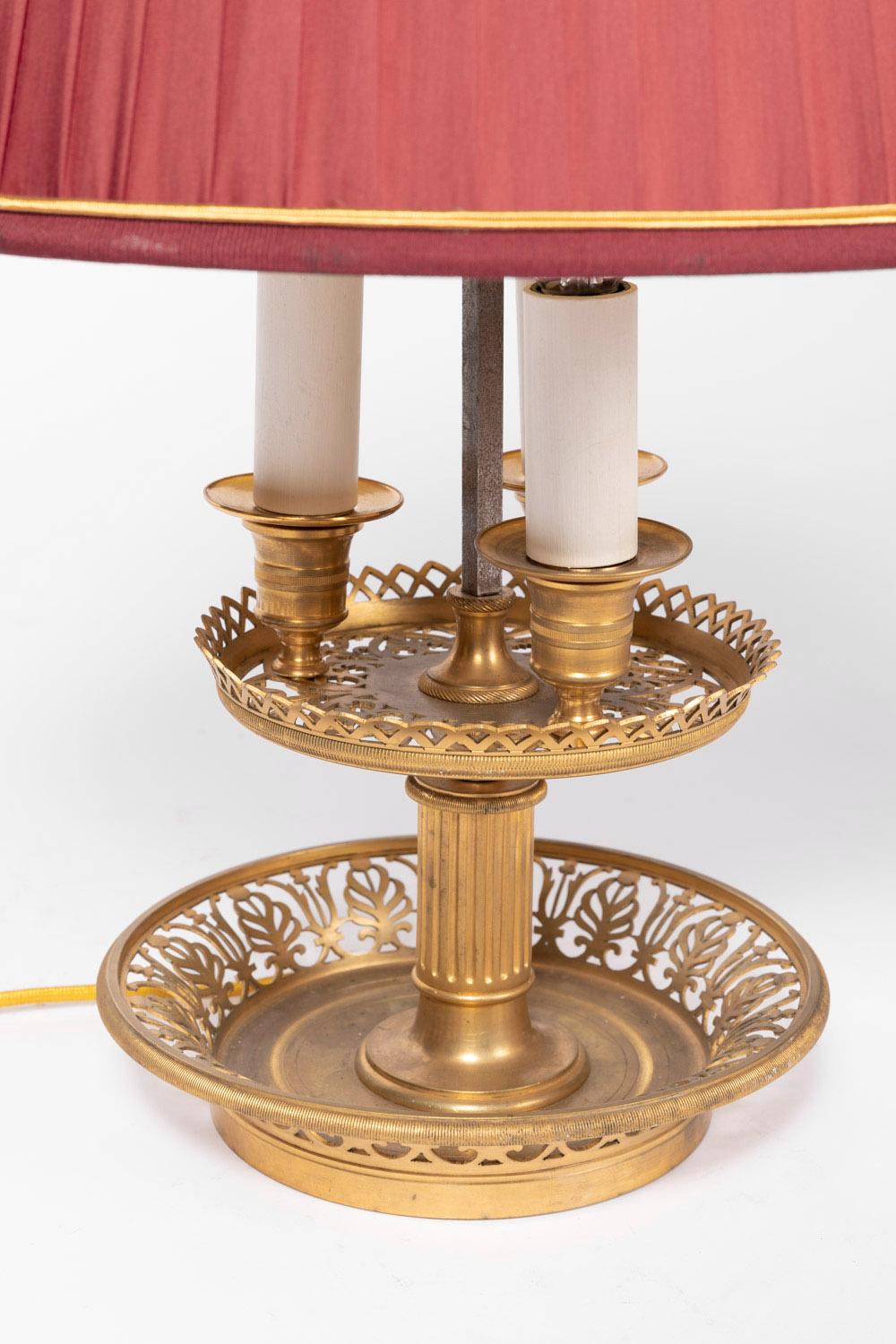 20th Century Restauration Style Bouillotte Lamp in Gilt Bronze, 1900 Period For Sale