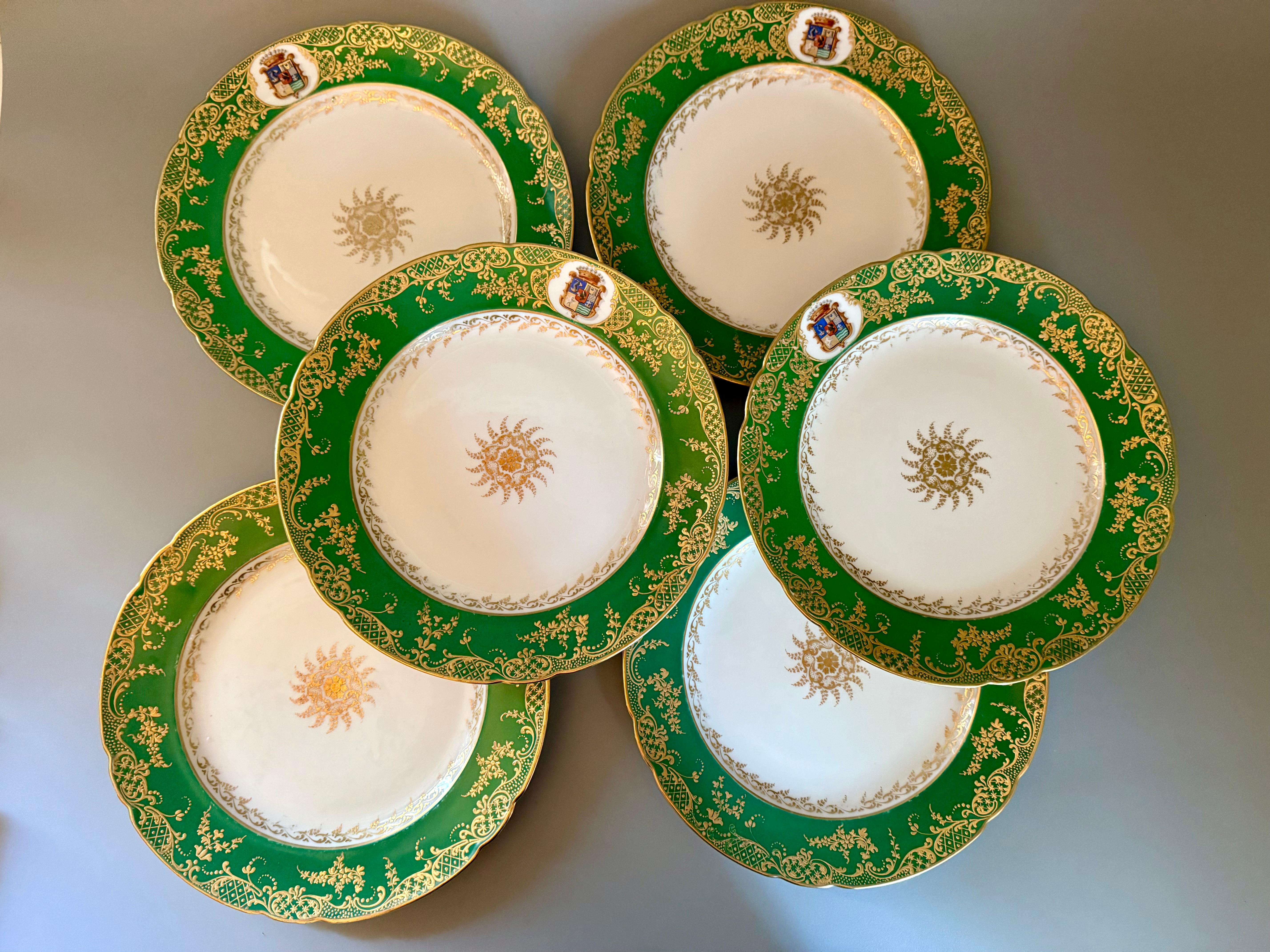 Style Paris 1820 Restauration Six Assiettes en Porcelaine Greene & Greene Feuillet Paris 1820 en vente 4