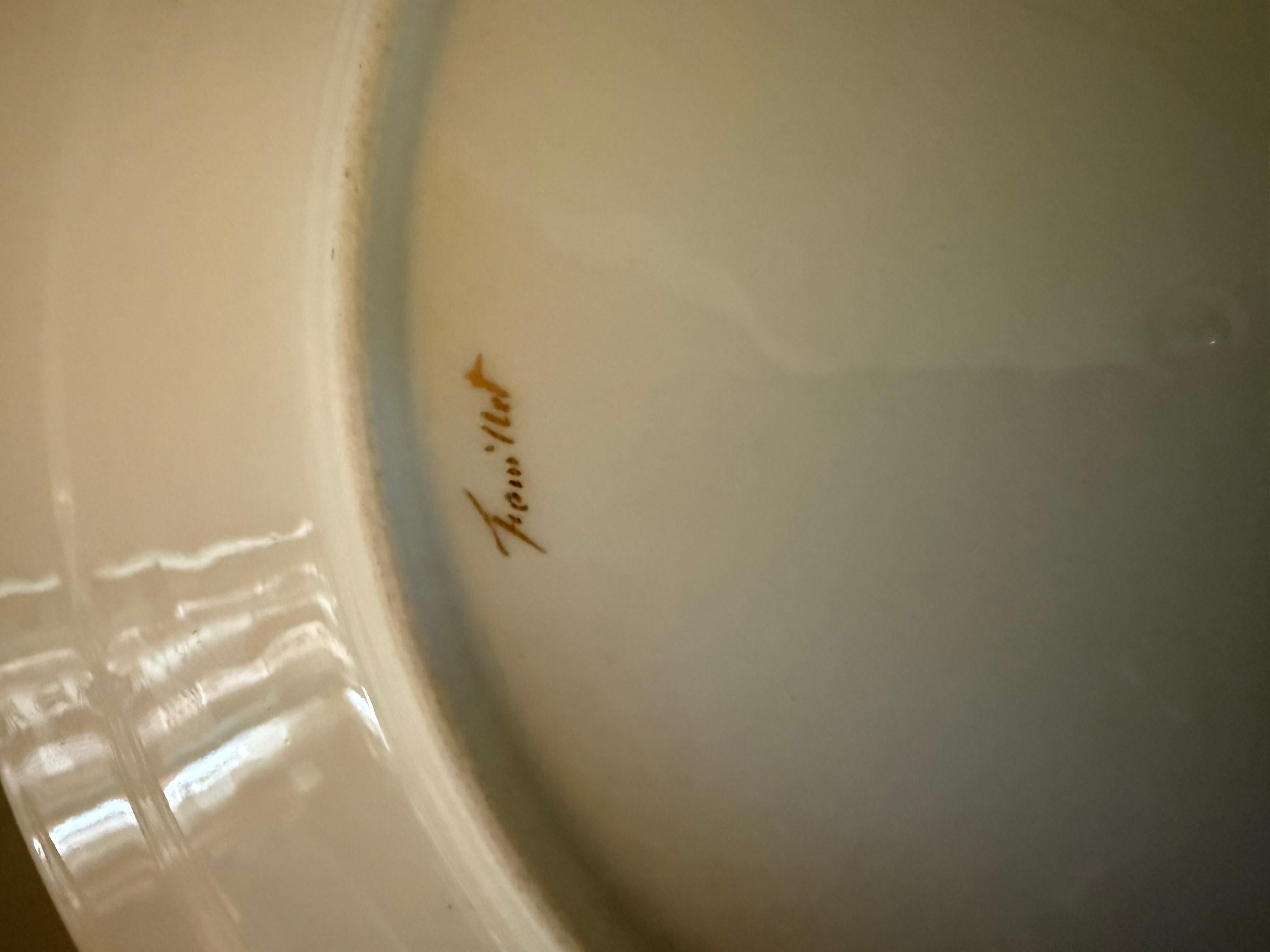 Doré Style Paris 1820 Restauration Six Assiettes en Porcelaine Greene & Greene Feuillet Paris 1820 en vente