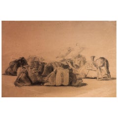Resting Camel Drawing on Paper by Georges Washington 'Artist'