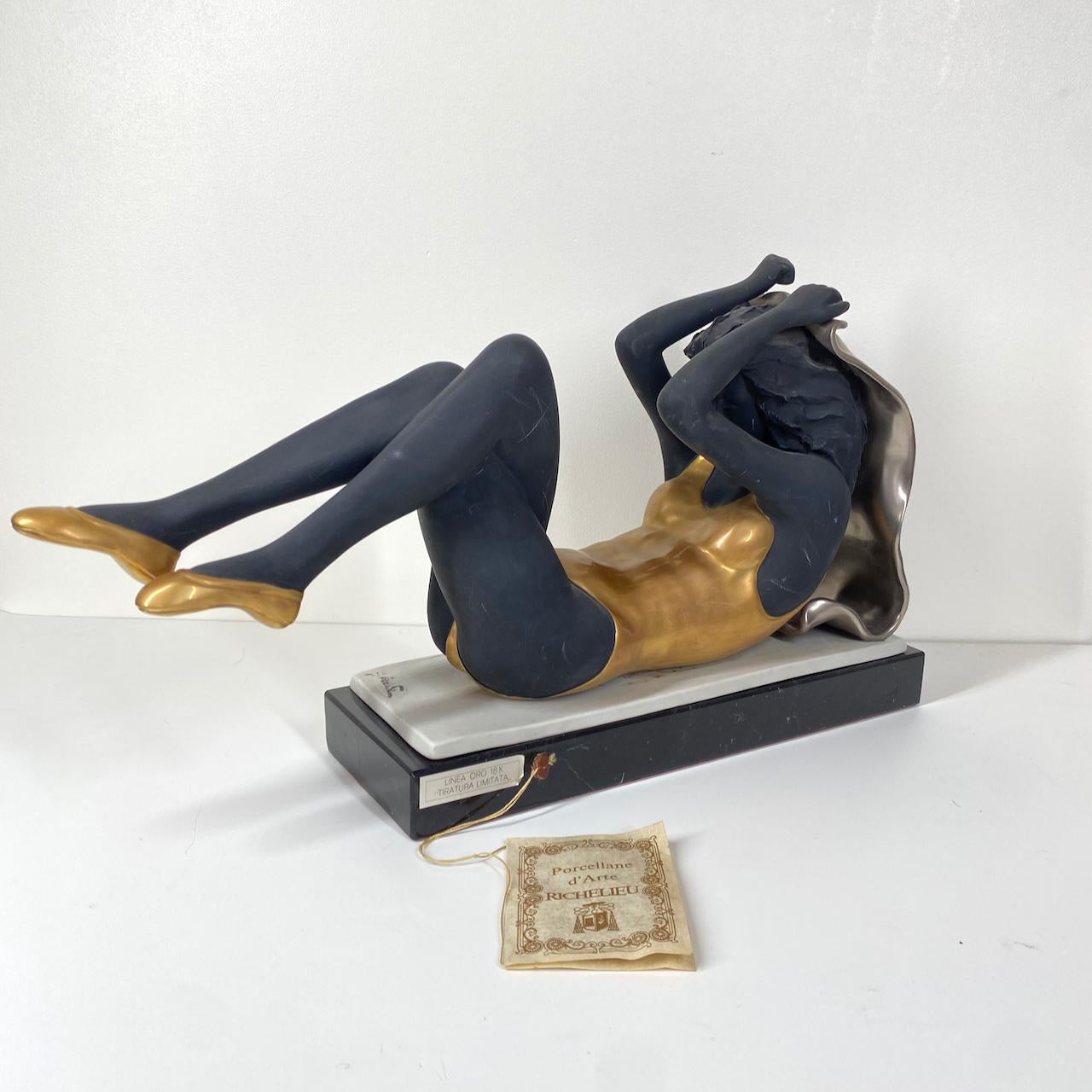 French Resting dancer by VISENTIN G - PORCELLANE D'ARTE RICHELIEU For Sale