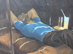 Resting Farmer Italian Figurative Painting by Bocassile, 1978 circa