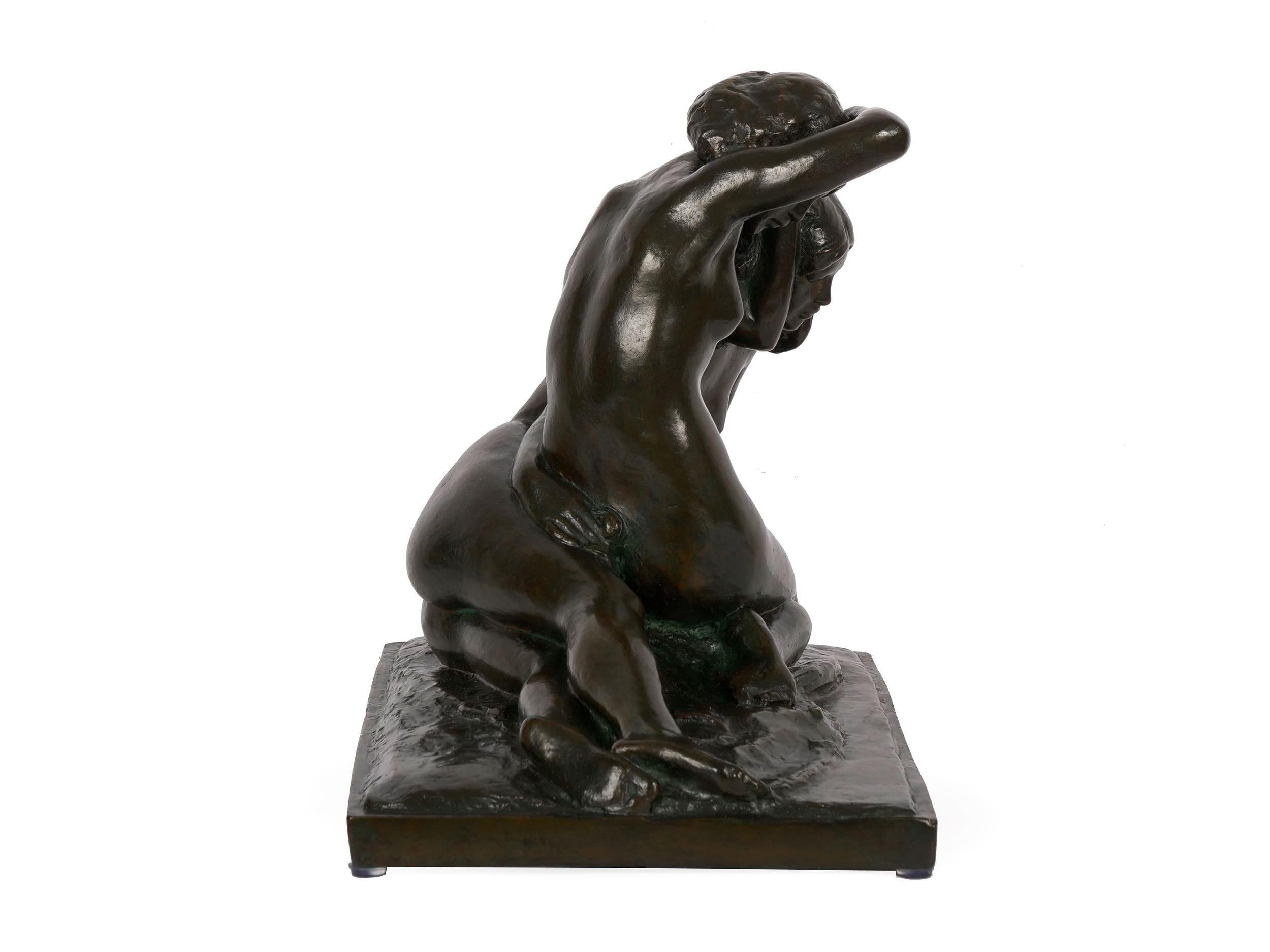 “Resting Figures” Danish Art Nouveau Bronze Sculpture by Anders Bundgaard 1