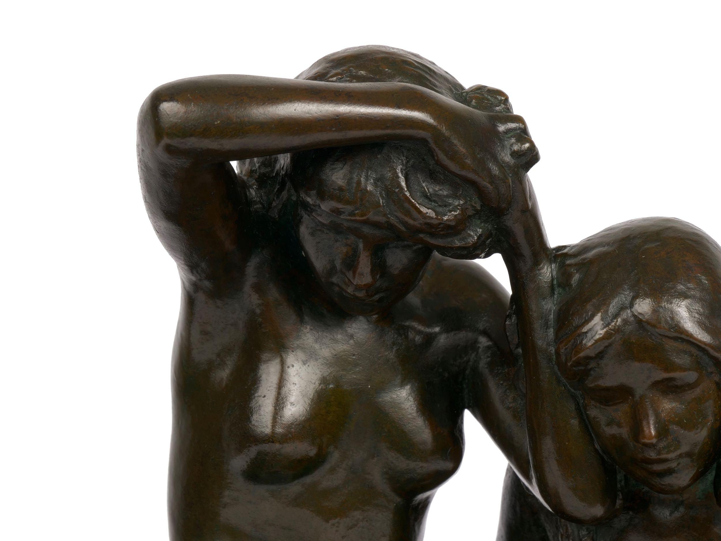 “Resting Figures” Danish Art Nouveau Bronze Sculpture by Anders Bundgaard 5