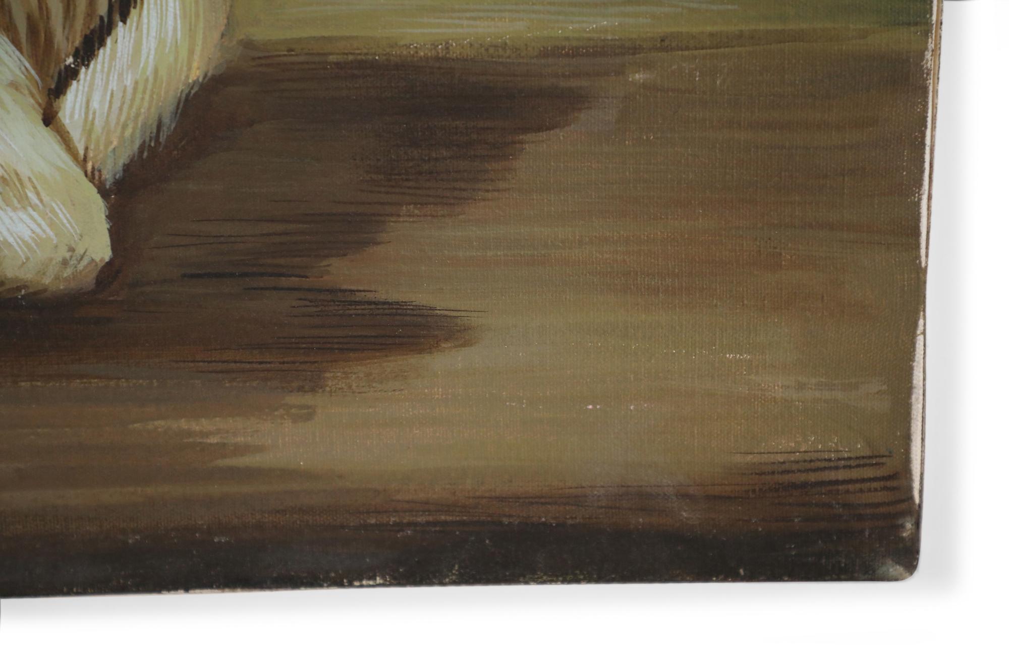 Pittura del leone che riposa Pittura a olio su tela 1